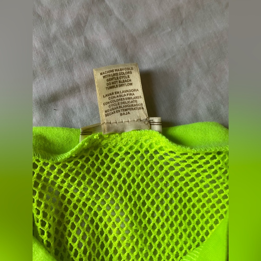NYC Women M Sheer Mesh Shirt Dress Sexy Clubwear See Through Top Adult Yellow - Picture 7 of 9